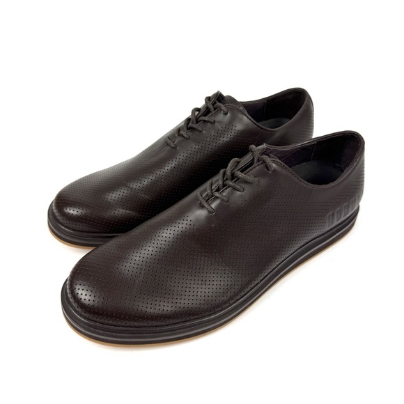 No Bull Oxford Shoes 9 Mens Brown Perforated Leather Lace Up Womens 10.5 New